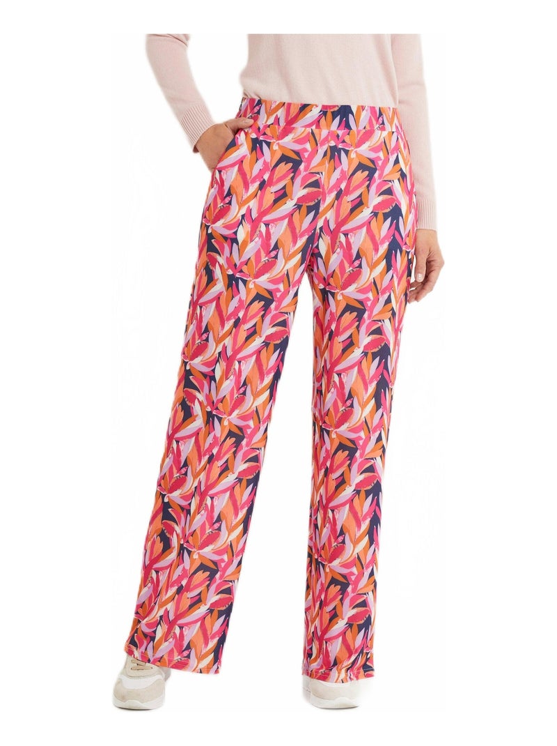 Pantalon large taille élastiquée feuillage Multicolore - Kiabi