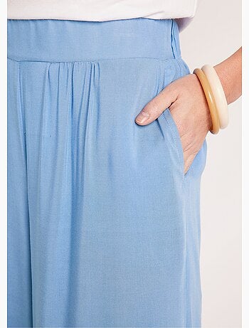 Pantalon large taille élastiquée fleuri ou uni - Afibel