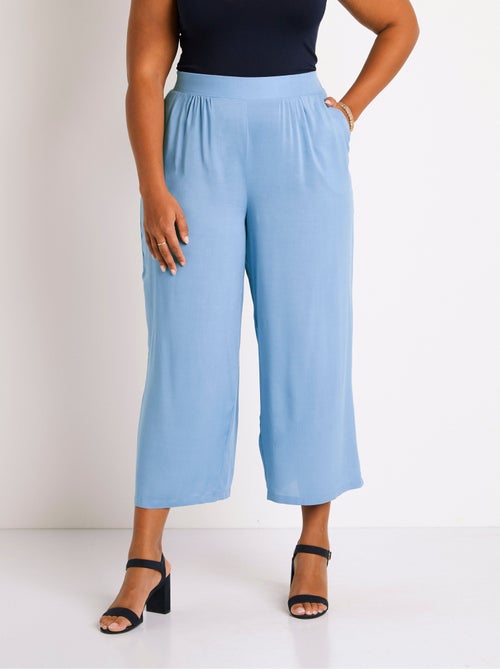 Pantalon large taille élastiquée fleuri ou uni - Afibel - Kiabi