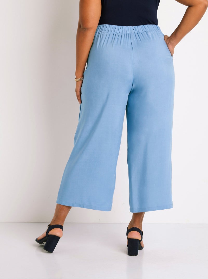 Pantalon large taille élastiquée fleuri ou uni - afibel Bleu - Kiabi