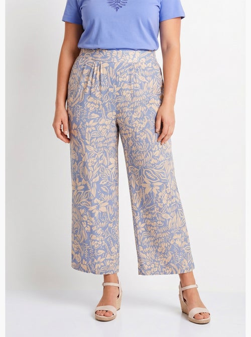 Pantalon large taille élastiquée fleuri ou uni - Afibel - Kiabi