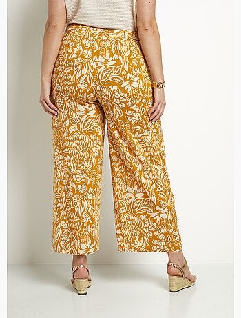 Pantalon large taille élastiquée fleuri ou uni - Afibel