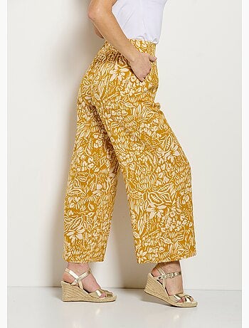Pantalon large taille élastiquée fleuri ou uni - Afibel
