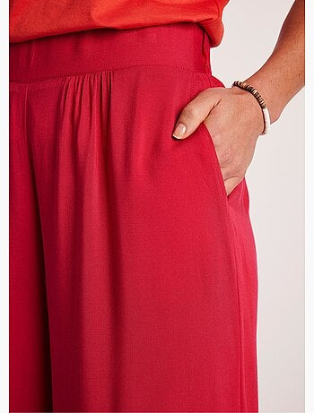 Pantalon large taille élastiquée fleuri ou uni - Afibel