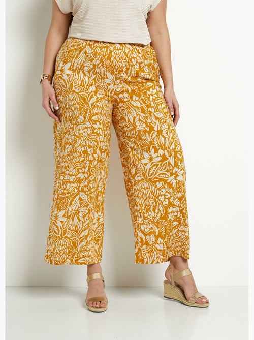 Pantalon large taille élastiquée fleuri ou uni - Afibel - Kiabi