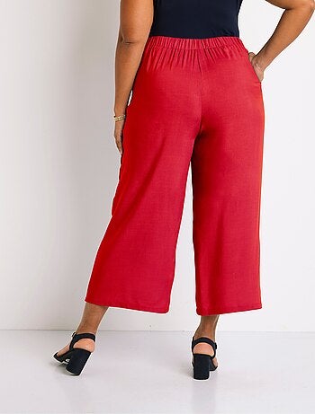 Pantalon large taille élastiquée fleuri ou uni - Afibel