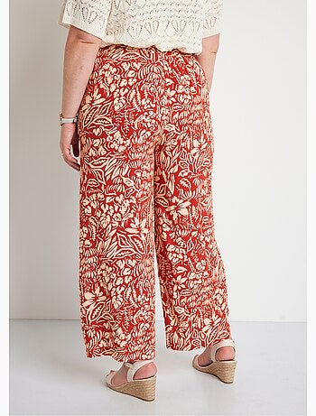 Pantalon large taille élastiquée fleuri ou uni - Afibel