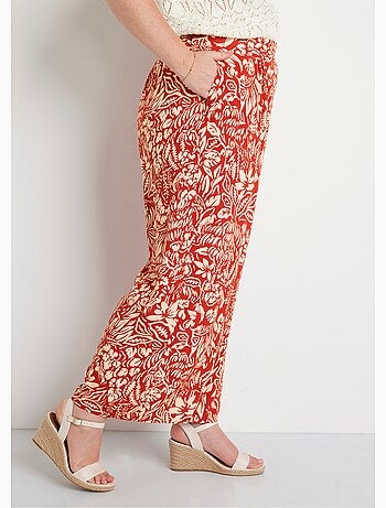 Pantalon large taille élastiquée fleuri ou uni - Afibel