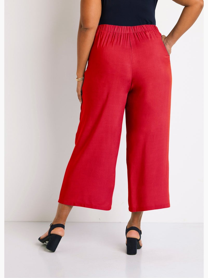 Pantalon large taille élastiquée fleuri ou uni - Afibel Tomette - Kiabi