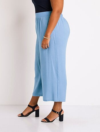 Pantalon large taille élastiquée fleuri ou uni