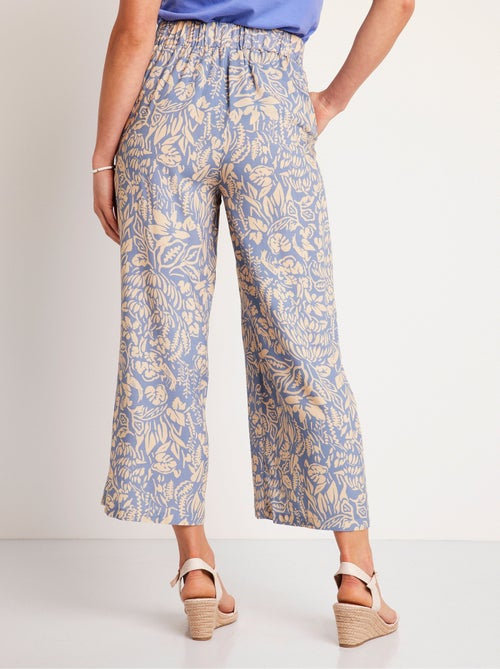 Pantalon large taille élastiquée fleuri ou uni - Kiabi