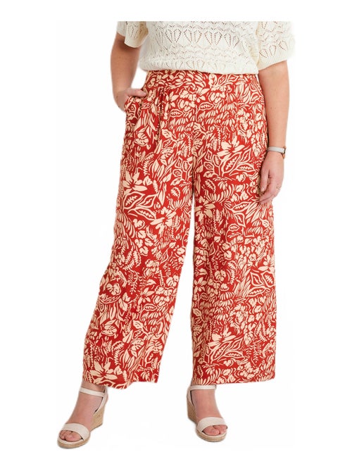 Pantalon large taille élastiquée fleuri ou uni - Kiabi