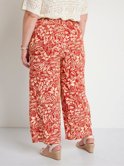 Pantalon large taille élastiquée fleuri ou uni - Kiabi