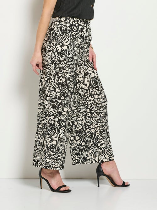 Pantalon large taille élastiquée fleuri ou uni - Kiabi
