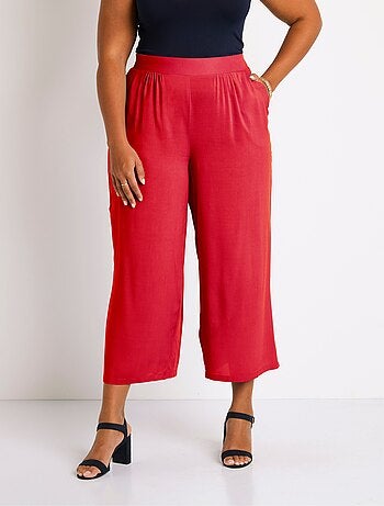 Pantalon large taille élastiquée fleuri ou uni