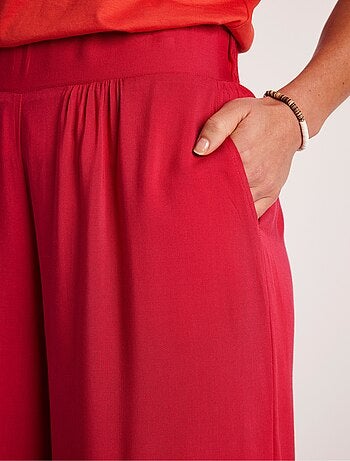 Pantalon large taille élastiquée fleuri ou uni