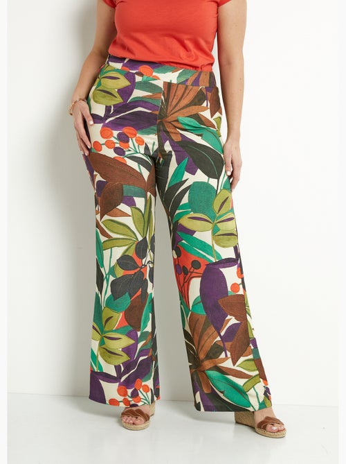 Pantalon large taille élastiquée imprimé - AFIBEL - Kiabi