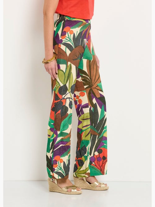 Pantalon large taille élastiquée imprimé - AFIBEL - Kiabi