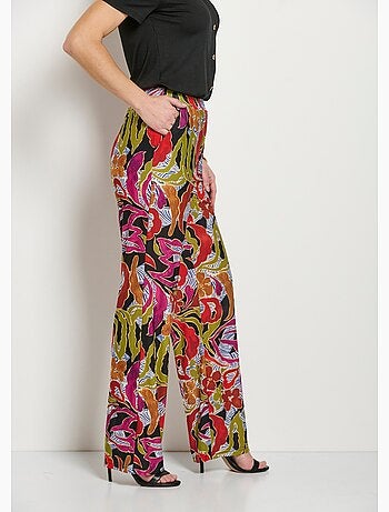 Pantalon large taille élastiquée imprimé - Afibel