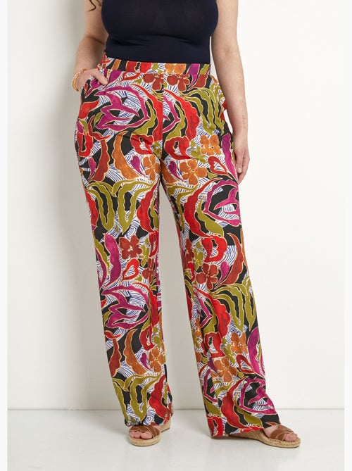 Pantalon large taille élastiquée imprimé - Afibel - Kiabi