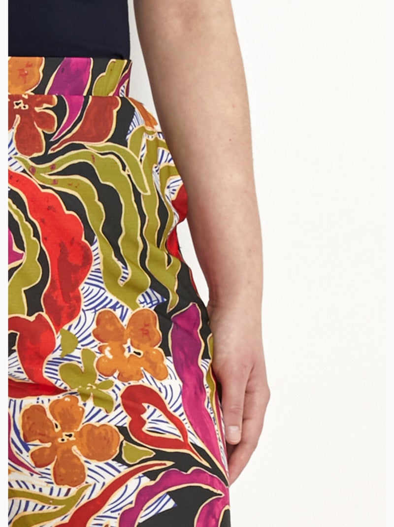Pantalon large taille élastiquée imprimé - Afibel Noir Violet - Kiabi