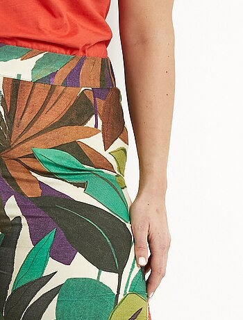 Pantalon large taille élastiquée imprimé