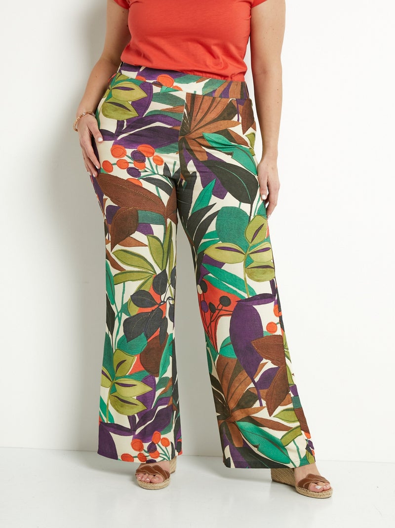 Pantalon large taille élastiquée imprimé Multicolore - Kiabi