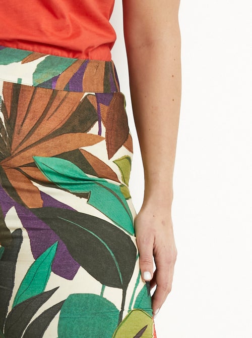 Pantalon large taille élastiquée imprimé - Kiabi