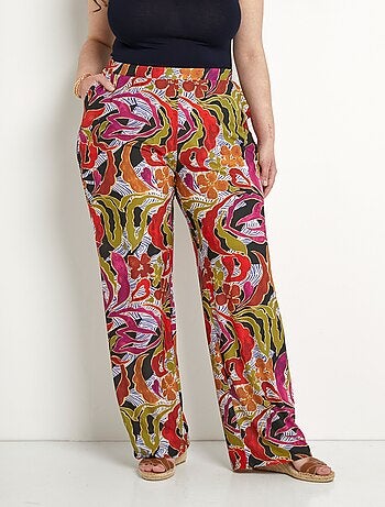 Pantalon large taille élastiquée imprimé