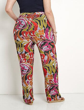Pantalon large taille élastiquée imprimé