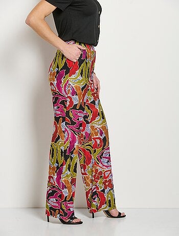 Pantalon large taille élastiquée imprimé