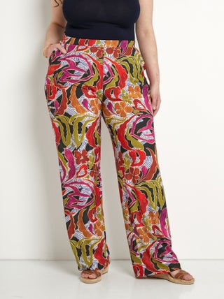 Pantalon large taille élastiquée imprimé
