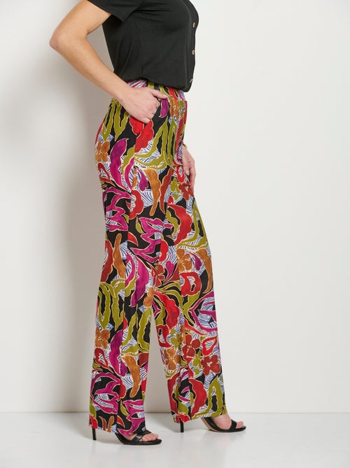 Pantalon large taille élastiquée imprimé - Kiabi
