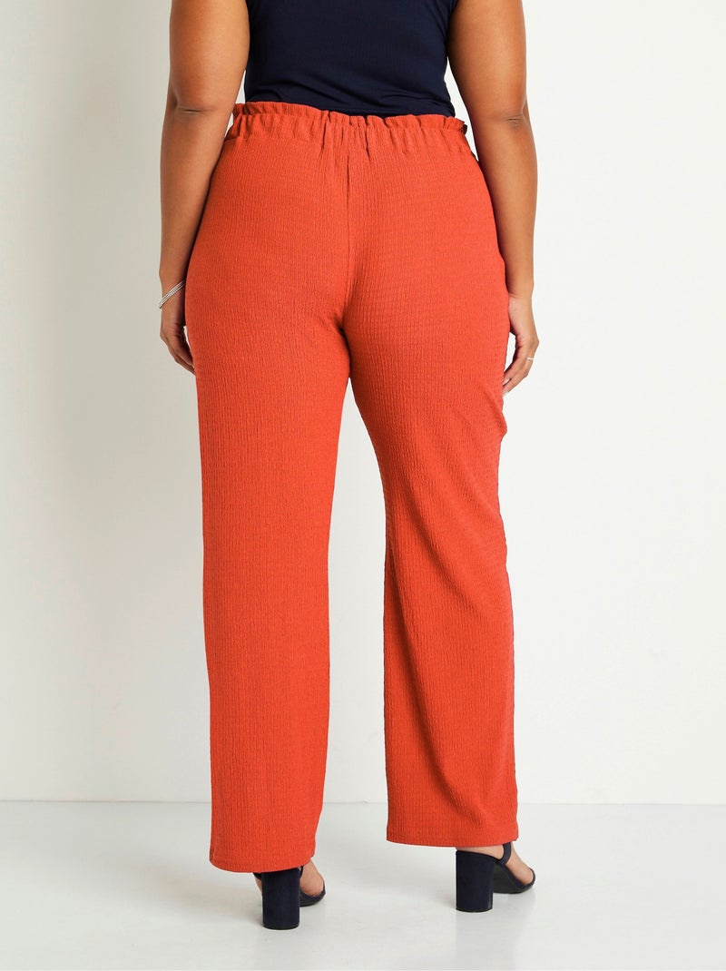 Pantalon large taille élastiquée maille - Afibel Orange - Kiabi