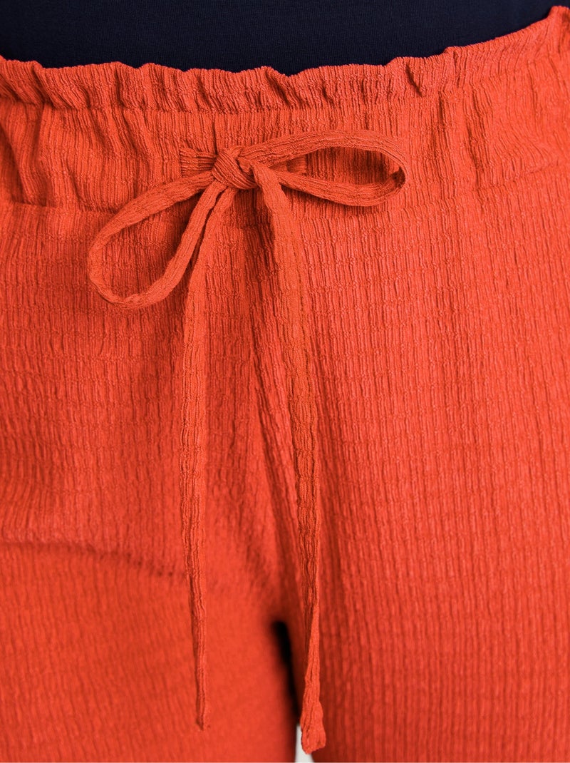 Pantalon large taille élastiquée maille - Afibel Orange - Kiabi