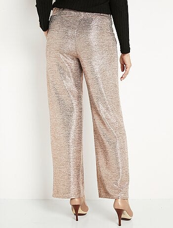 Pantalon large taille élastiquée maille brillante - Afibel