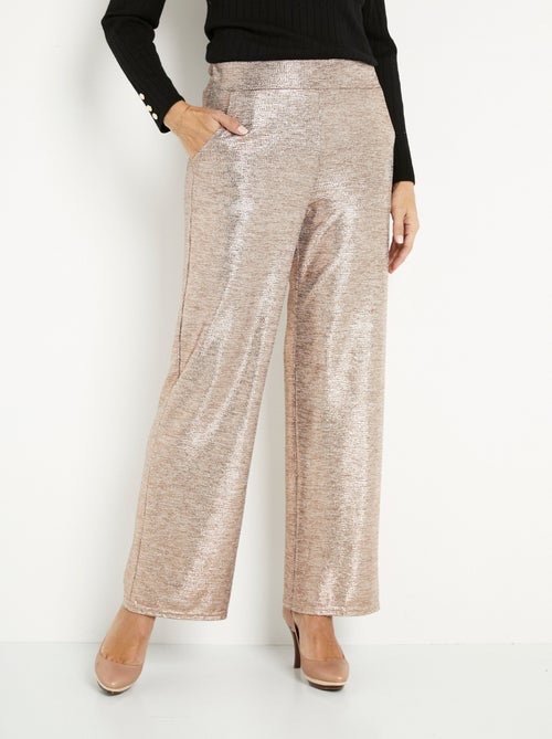 Pantalon large taille élastiquée maille brillante - Afibel - Kiabi