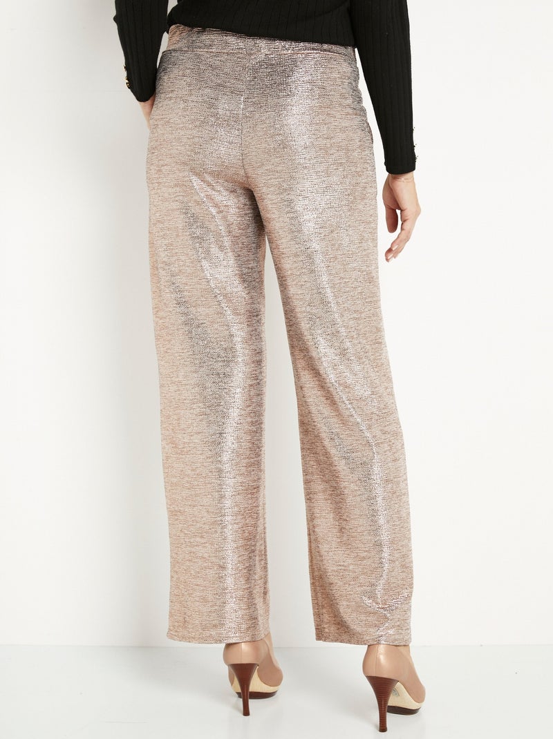 Pantalon large taille élastiquée maille brillante - Afibel Cuivre - Kiabi