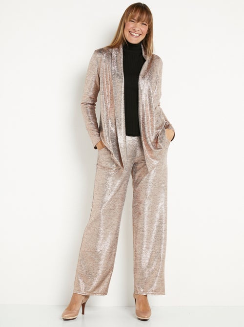 Pantalon large taille élastiquée maille brillante - Afibel - Kiabi