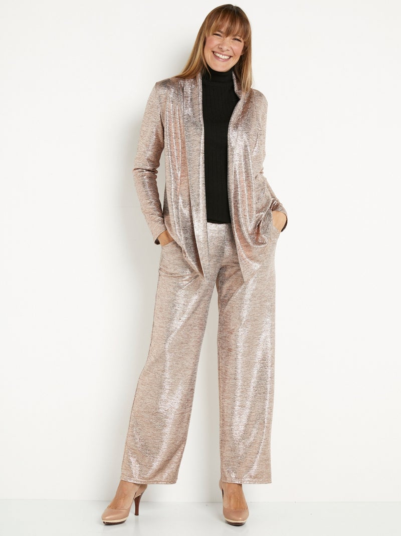 Pantalon large taille élastiquée maille brillante - Afibel Cuivre - Kiabi
