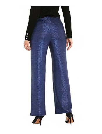 Pantalon large taille élastiquée maille brillante