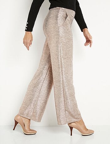 Pantalon large taille élastiquée maille brillante