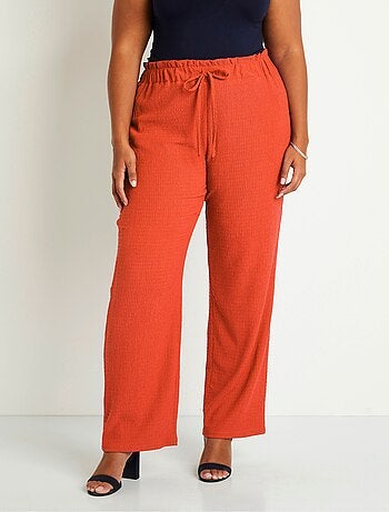 Pantalon large taille élastiquée maille