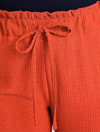 Pantalon large taille élastiquée maille