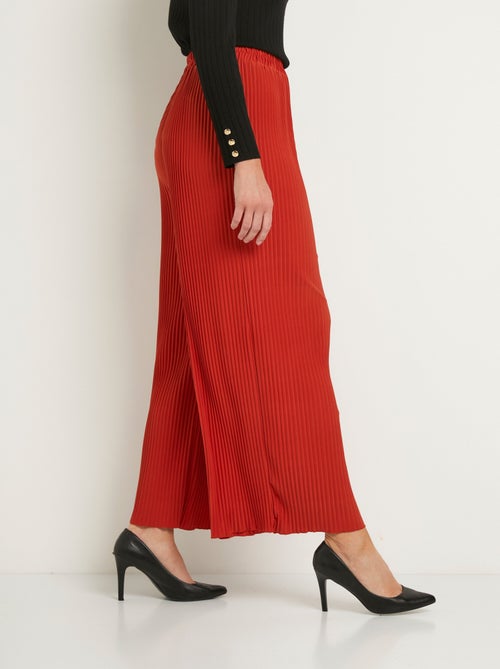 Pantalon large taille élastiquée maille plissée - Afibel - Kiabi