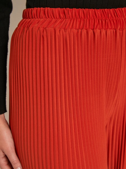 Pantalon large taille élastiquée maille plissée - Afibel - Kiabi