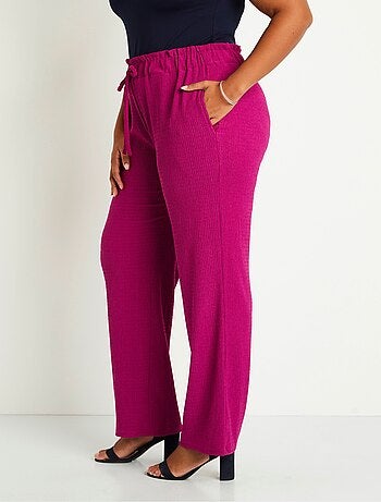 Pantalon large taille élastiquée maille