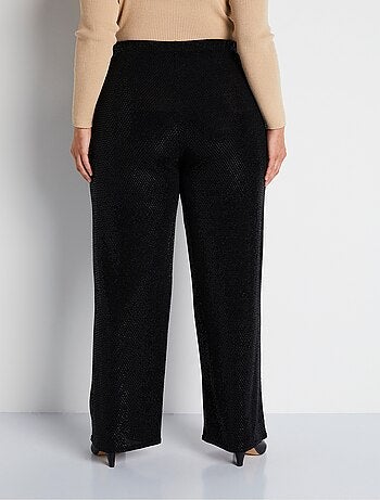 Pantalon large taille élastiquée maille sequins