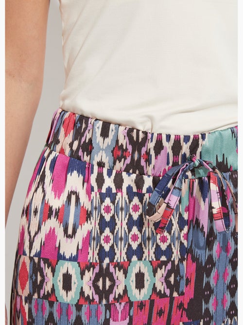 Pantalon large taille élastiquée satin imprimé - Afibel - Kiabi