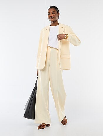 Pantalon large taille haute à 5 poches